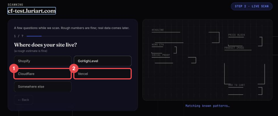 Onboarding question Where does your site live with Shopify, GoHighLevel, Cloudflare, Vercel and Somewhere else